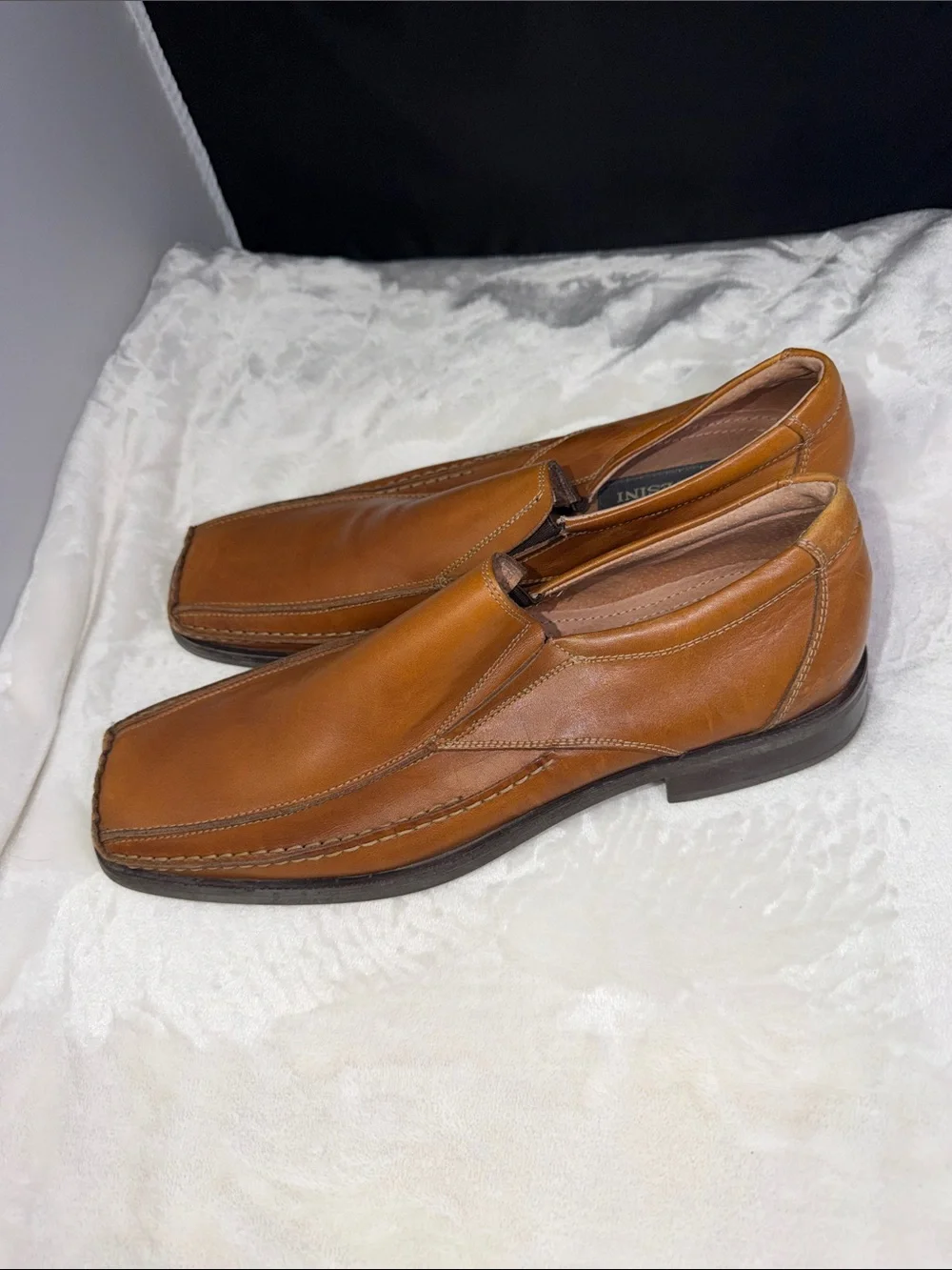 Bottesini Men’s Leather Slip-On Loafers Cognac Brown Size 13 Dress Shoes